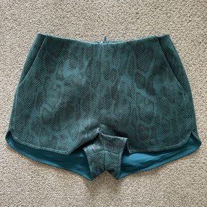 Teal snakeskin faux leather shorts